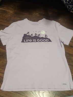 Life Is Good Lavender Bike Graphic Tee